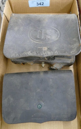 2 Vintage Civil War Cartridge Pouches