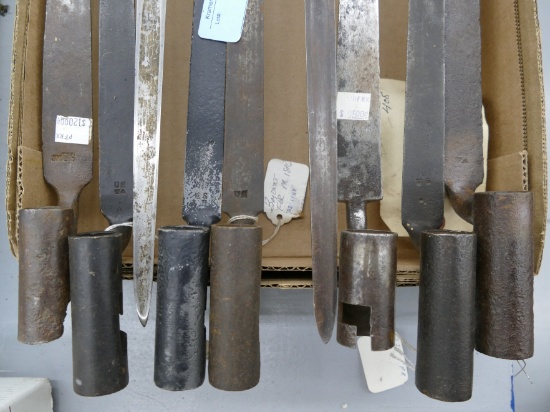 Lot of 9 Early US marked Socket Bayonets