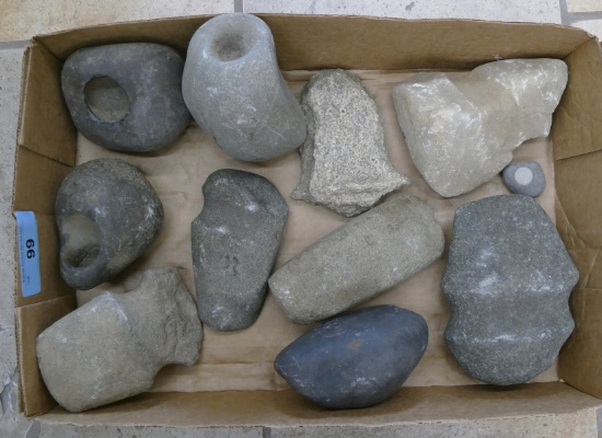 Lot of Indian Ax Heads & Large Interesting Stones