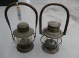 Pair of Wooden Handle Railway Lanterns