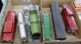 2 Flats of American Flyer Toy Train Cars & access.