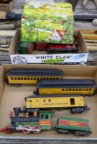 2 Flats of Electric Toy Trains & Marx Tin Tunnel