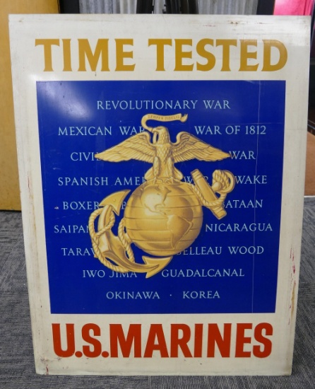 Metal US Marine Pre Vietnam Recruiting Sign