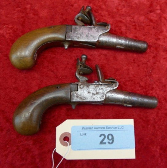 Pair of Folding Trigger Flintlock Screw Bbls