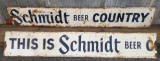 Pair Vintage Metal Schmidt Beer Signs
