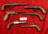 Box lot of 6 Rough Percussion Pistols