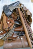 Lot Leather Holsters, Slings, Tomahawk, etc