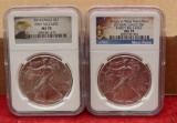 Pair of 2014 MS70 Silver Eagle