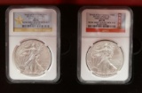 Pair 2012 Silver Eagles First Release MS70