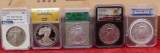 Group of 5 Silver Eagle Coins