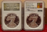 Pair of Ultra Cameo Silver Eagle Coins