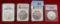 Lot of 4 MS70 US Silver Eagle Coins