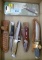 Box of 5 assorted Hunting Knives