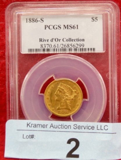 US 1886-S $5 Gold Coin