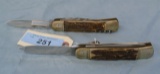 Pair of German Staghorn Switch Blade Pocket Knives