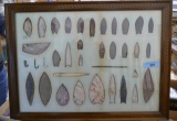 Framed Display of Indian Arrow Heads
