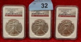 3 - 2011 Early Release MS70 Silver Eagle Coins