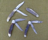 4 Vintage Stag Handle Pocket Knives