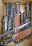 Box lot of 10 WWII Fighting Knives