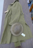 WWI US Overcoat & Helmet