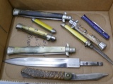 Box lot of Broken Switch Blade Knives