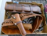 Box of Leather Gun Belts & Holsters