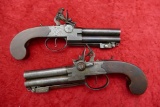 2 London Flintlock Superposed Springtooth Pistols