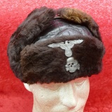 German SS Fur & Leather Hat