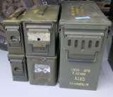 lot of 5 Metal Ammo Cans