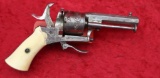 Tiny Nickel Plated Pin Fire Revolver