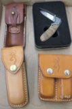 Browning Knife & 3 leather knife sheaths