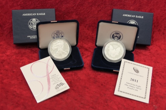 2008 & 2011 1 oz Silver Proof Coins
