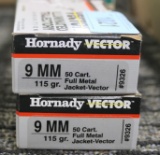 100 rds of Hornady Vector 9mm ammo