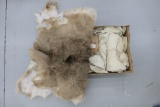 box of tanned Deer Hides: 1 hair on & 1 other