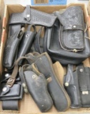 flat of Black Leather Holsters & Belts