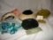 Lot= Ladies Hats; Black Beaded Purse; Leather Gloves.