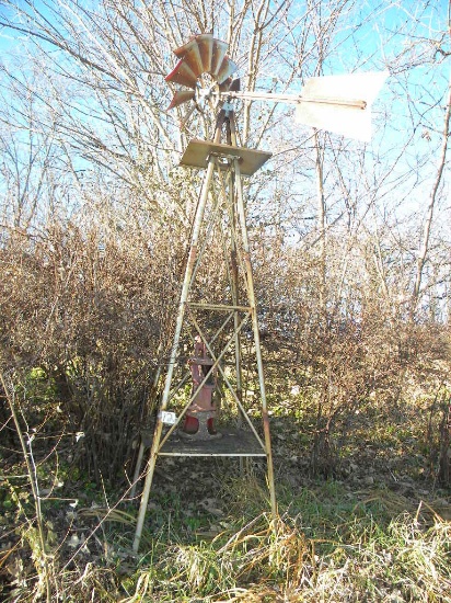 Metal Yard Wind Mill; Sink Water Pump.