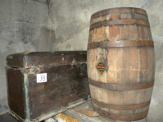 Old Car Trunk; Wood Barrel, "marchalio", Wood Dispenser.