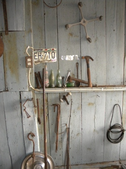 Two Old Coke Bottles; Pepsi Collector Bottle; Crow Bar; Old Watering Can, S