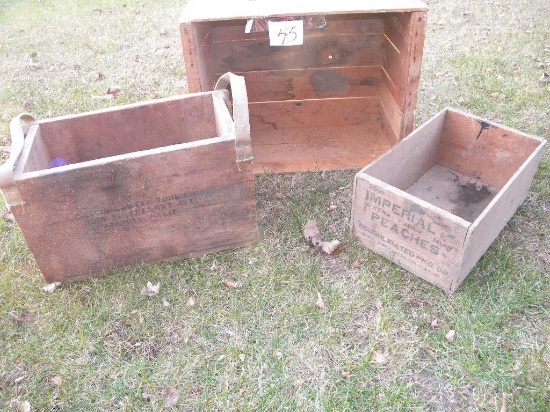 Three Old Wood Boxes.