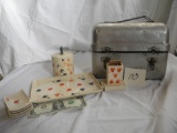 Card Caddy With Ash Tray, Match & Card Holder; Aluminum Lunch Box With Ther