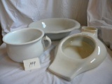 Bath= Bed Pan; KK&K Commode.Container; Porcelean Wash