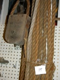 Haymow Rope With Two Wood Pulleys.