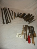 Chisels= 17 Steel; 7 Wood; 5 Old Tire Irons.