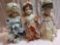 Unmarked Trio (3) Of Porcelain Victorian New Display Only Matching Doll Set!