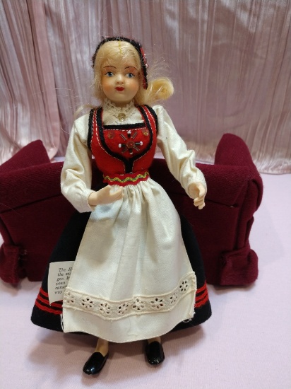 An Antique 9" Norwegian "hardangergirl" Celluloid Doll