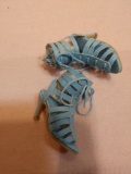 Pair Of Baby Blue Summer High Strap Across Zip Up Sandals - Too Small For Ellowyne Wilde Tonner Doll