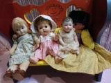 1950's Original American Character Tiny Tears With Saran Hair In Original Baby Doll Dress With 3 Bon