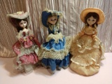 Vintage Trio (3) Matching Korean Bradley Doll - Paper Mache Musical Spinning Fashion Dolls!