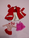 Lot Of Vintage Barbie & Skipper Tagged Fashion Set Includes Satin Flair Red Velvet Coat W/ Matching
